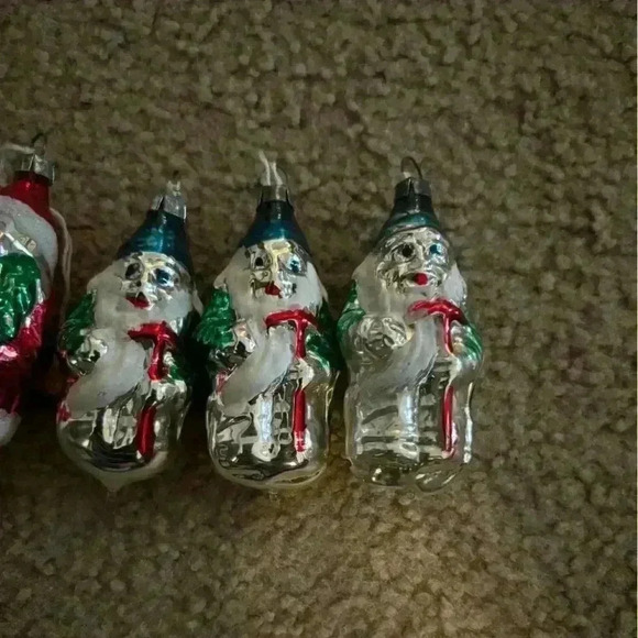 Vintage Mercury Glass Snowman And Santa Ornaments - Picture 3 of 8